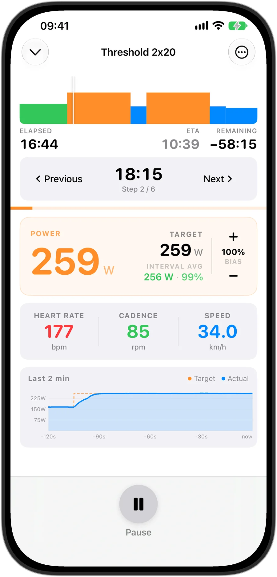 TrueWatt: live erg workout
